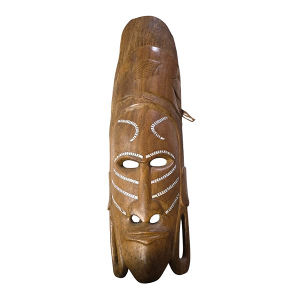 Carved Wood African Wall Mask - 5" deep x 10" wide x 28" tall