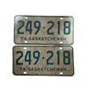 Image 1 : Pair of Matching 1974 Saskatchewan  6 Digit License Plates  -249-218