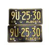 Image 1 : Pair of 1969 Alberta "U" 6 Digit Licence Plates - 9U-25-30