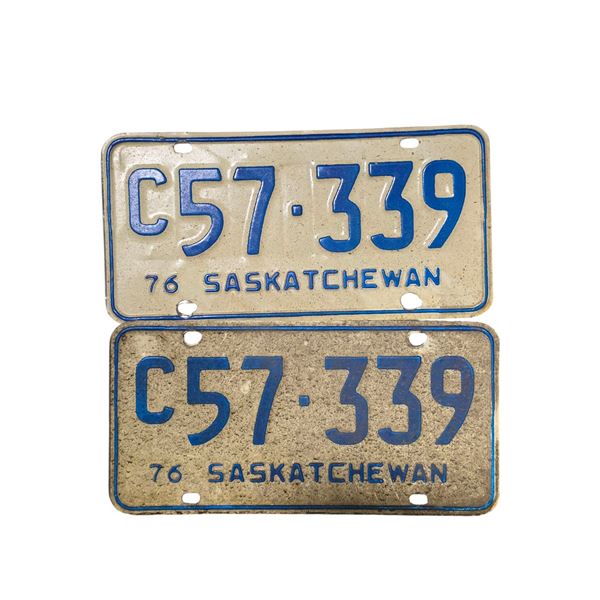 Pair of 1976 Saskatchewan 6 Digit License Plates - C57-339