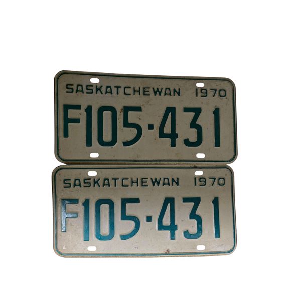 Pair of 19701 Saskatchewan F Series License Plates - F 105-431