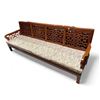 Image 1 : Four Seat Asian Design Wood Settee - 87" Long