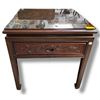 Image 1 : Solid Wood End Table with Carved Dragon Design Drawer Front & Plate Glass Top - 22" x 22" x 22" tall