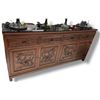 Image 1 : Large 4 Door Sideboard with Carved Dragon Design - Protective Glass Top - 19" x 72" x 34" tall