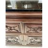 Image 2 : Large 4 Door Sideboard with Carved Dragon Design - Protective Glass Top - 19" x 72" x 34" tall
