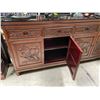 Image 4 : Large 4 Door Sideboard with Carved Dragon Design - Protective Glass Top - 19" x 72" x 34" tall