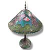 Image 1 : Stained Glass Tiffany Style Lamp Floral Pattern Shade with Pear & Vine Base - 30" tall with a 20" di