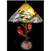 Image 1 : Stained Glass Tiffany Style "Cardinal" Lamp - The 2 Birds Also Light Up - 24" tall with a 17" diamet