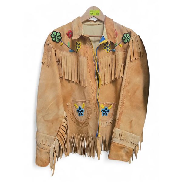 Leather beaded native style jacket