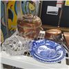 Image 2 : Shelf - Copper & Ceramic Warmers, Decorative Plate, Copper Tea Pot, Etc.