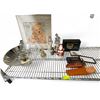 Image 1 : Shelf  - Misc. Items Including  Crystal, Picture, Taxidermy Butterfly, Pocket Knives, Etc.