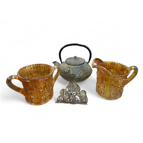 Group of Asian Items including tea pot, glassware, etc.