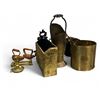 Image 1 : Vintage brass fireplace tools buckets & magazine rack