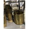 Image 2 : Vintage brass fireplace tools buckets & magazine rack