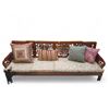 Image 1 : Four Seat Asian Design Wood Settee - 87" Long