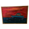 Image 2 : 1 Original Oil Painting of a Boat (21" x 28") and 1 Framed Still Life (26" x 36")