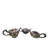 Image 2 : Shelf of Vintage Silver Plated Serving Ware - Tea Pots, Creams, Sugars,  Pie Holder and Platter