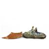 Image 2 : 2 Large Glass Vases, Vintage Glazed Ceramic Figural Lamp and Wood Plate