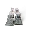 Image 1 : Pair of Japanese Glazed Porcelain 8" Cats and a Pair of Cat and Dog Monk Book Ends