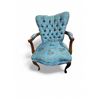 Image 2 : Pair of Vintage Blue Brocade Arm Chairs
