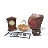 Image 1 : Group of Clock, Cushion, Basket, Pottery Bowl and Wall Art