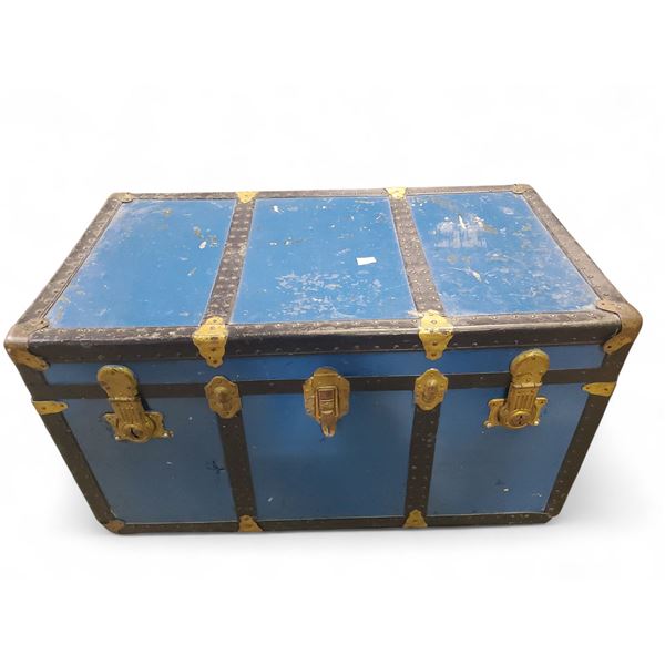 Vintage Blue Storage Trunk - 20" x 36" x 20" Tall