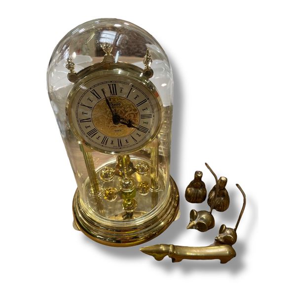 Mikado Brass Anniversary Clock with Brass Dome & 5 Brass Miniatures