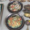 Image 2 : Vintage Mixed Lot - Russian Palekh Bradex Plates, Belt Buckles, Floral Hand Mirrors, and 5 Mounted S