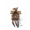 Image 1 : Traditional Black Forest–Style Cuckoo Clock - Carved Wood Leaves/Bird with 3 Pinecone Weigh
