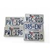 Image 1 : 5 License Plates - Texas x4 (2 Matching Pairs: PWT‑19G & VGC‑01D) and Ontario (385