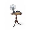 Image 1 : Scalloped‑Edge Tripod Pedestal Side Table and Vintage Sunbeam Fan