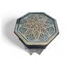 Image 2 : 3‑Piece Lot: Floral Porcelain Table Lamp, Black Pedestal Stand, and Octagonal Painted Side 