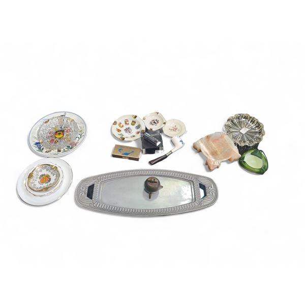 Vintage 15‑Piece Tobacciana Collection - Ashtrays, Lighters & Metal Tray