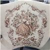 Image 2 : 2‑Piece Lot: Vintage Tapestry‑Upholstered Armchair and Vintage Wooden Washboard