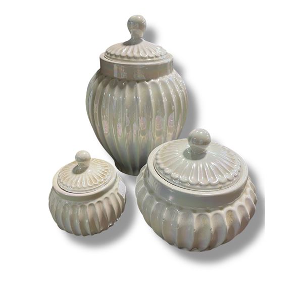 Set of 3 Costa Made in Italy Ceramic Canisters