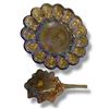 Image 1 : 2 Vintage Carnival Glass Pieces – Iridescent 12" Deviled Egg Serving Tray & Hand Blown Glas