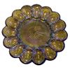 Image 2 : 2 Vintage Carnival Glass Pieces – Iridescent 12" Deviled Egg Serving Tray & Hand Blown Glas