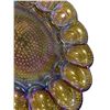 Image 3 : 2 Vintage Carnival Glass Pieces – Iridescent 12" Deviled Egg Serving Tray & Hand Blown Glas