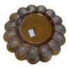Image 4 : 2 Vintage Carnival Glass Pieces – Iridescent 12" Deviled Egg Serving Tray & Hand Blown Glas