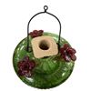 Image 2 : Handcrafted Green Glass Hummingbird Feeder & Ceramic Turkey Figurine Decor
