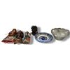 Image 1 : Group of Hand-Carved Wooden Figurines, Folk Art Wall Plaque, and More