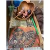 Image 2 : Group of Hand-Carved Wooden Figurines, Folk Art Wall Plaque, and More