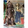 Image 3 : Group of Hand-Carved Wooden Figurines, Folk Art Wall Plaque, and More