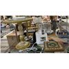 Image 1 : Group of Mixed Home Items - Pedestal Side Table, Table Lamp, Electric Kitchen Appliance, and More