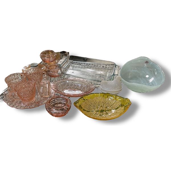 Beautiful Collection of Vintage Colored Glass and Crystal Tableware