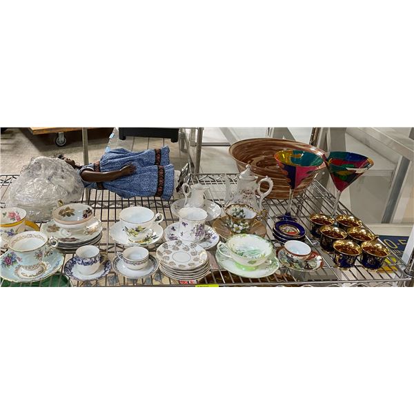 Group of Decorative China - Assorted Teacups, Saucers, and Glassware