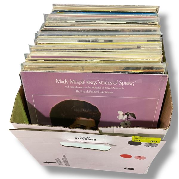 Full Box of 50+ Vinyl Records - Mixed Genres, some Sleeves only