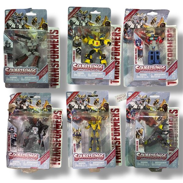 Set of 6 - New Transformers Squeezelings Includes: Megatron, Bumblebee, Optimus Prime, Optimus Prima