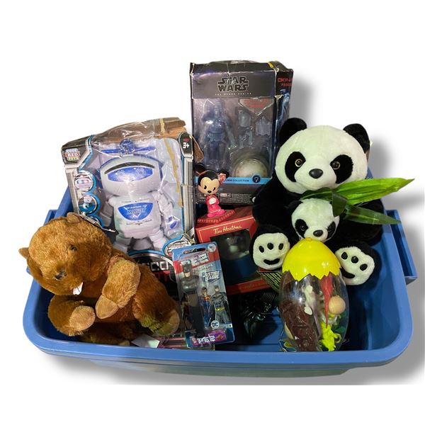 Full Tote of Assorted Toys - Includes Action Figures, Star Wars, Stuffed Animals, and More