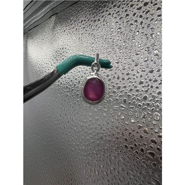 6.30  CT NATURAL RUBY SILVER PENDANT OVAL CUT CERTIFICATION